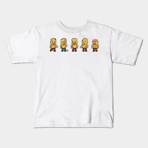 Pixel Zombie Lineup Kids T-Shirt by gkillerb